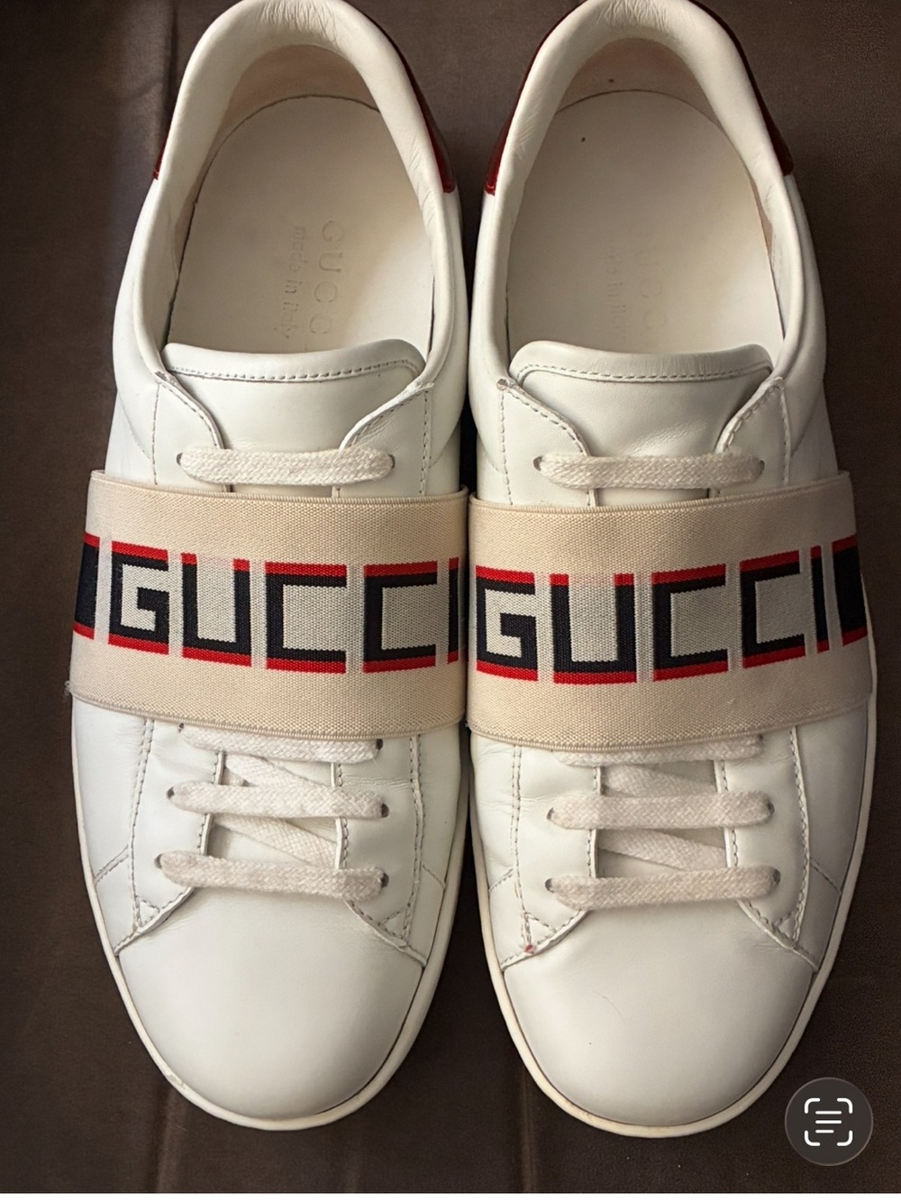 Gucci Ace Stripe Leather Sneakers used great condition unisex #523469 81/2 031